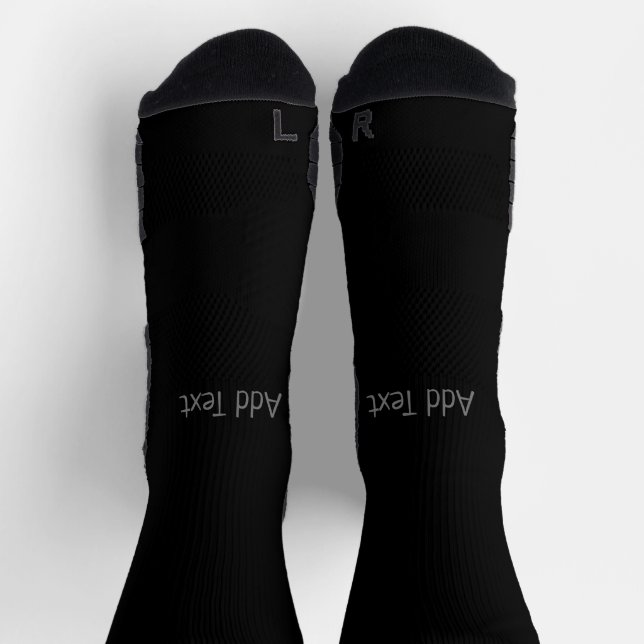 Add Text Name Printed Black Background Men Women Socks (Top)