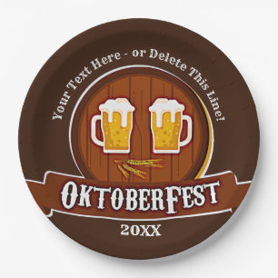 Add Text Name Year Oktoberfest Party 20xx 9" Paper Plate