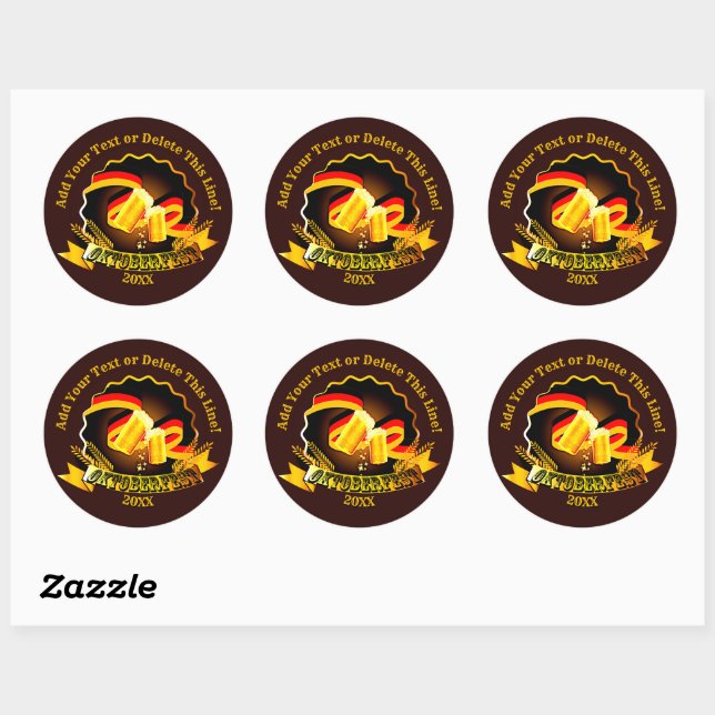 Add Text Name Year Oktoberfest Party 20xx   Classi Classic Round Sticker (Sheet)