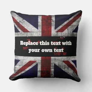 Add text on English flag Throw Pillow