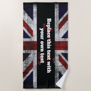 Add text on English flag Throw Pillow Beach Towel