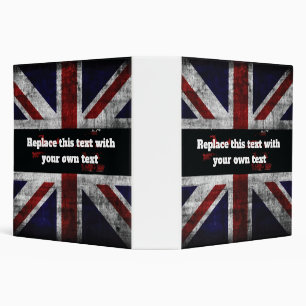 Add text on English flag Throw Pillow Binder