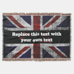 Add text on English flag Throw Pillow Blanket