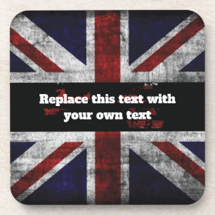 Add text on English flag Throw Pillow Coaster