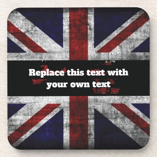 Add text on English flag Throw Pillow Coaster (Front)