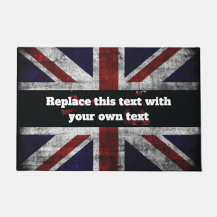 Add text on English flag Throw Pillow Doormat
