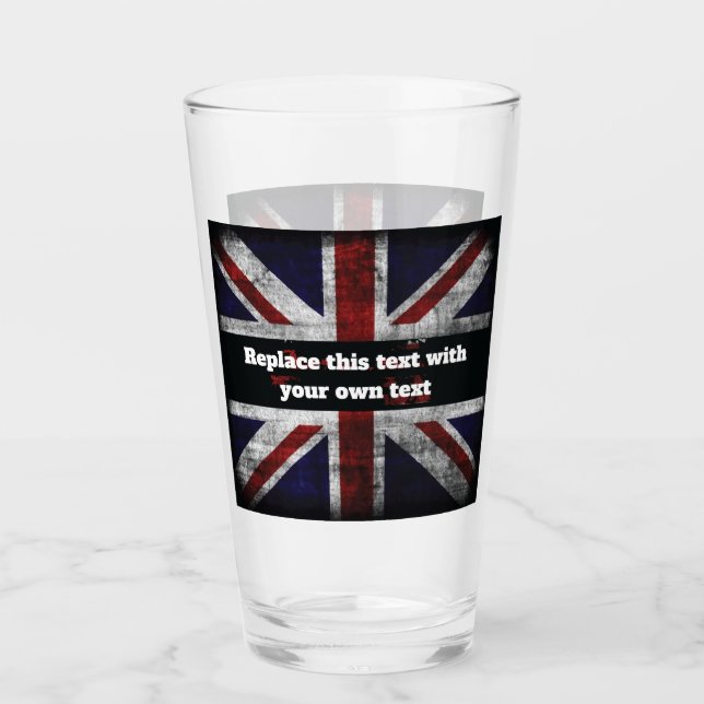 Add text on English flag Throw Pillow Glass (Front)