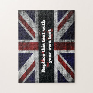 Add text on English flag Throw Pillow Jigsaw Puzzle