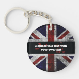 Add text on English flag Throw Pillow Keychain
