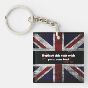 Add text on English flag Throw Pillow Keychain