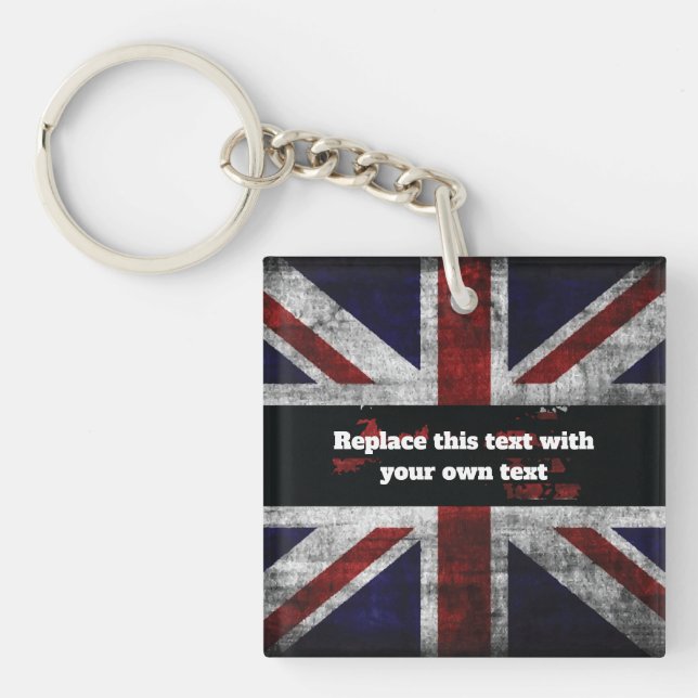 Add text on English flag Throw Pillow Keychain (Front)