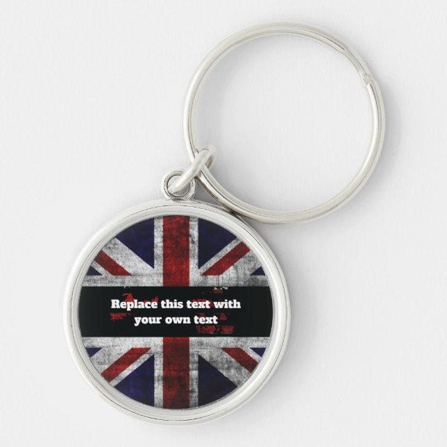 Add text on English flag Throw Pillow Keychain (Front)