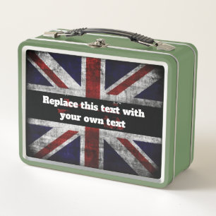 Add text on English flag Throw Pillow Metal Lunch Box