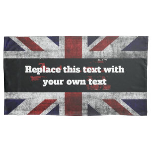 Add text on English flag Throw Pillow Pillowcase