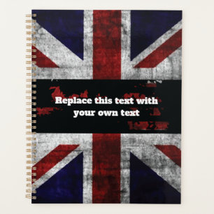 Add text on English flag Throw Pillow Planner