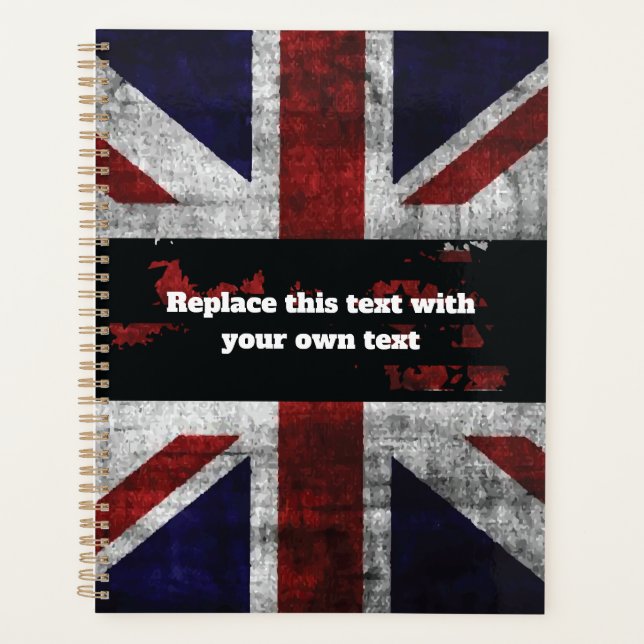 Add text on English flag Throw Pillow Planner (Front)
