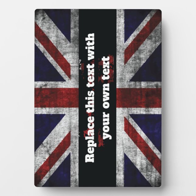 Add text on English flag Throw Pillow Plaque (Front)