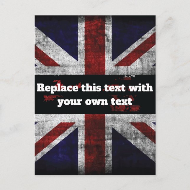 Add text on English flag Throw Pillow Postcard (Front)