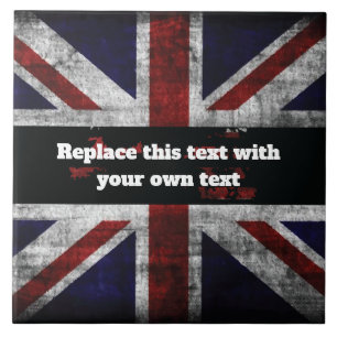 Add text on English flag Throw Pillow Tile