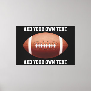 Add text on football throw pillow canvas print