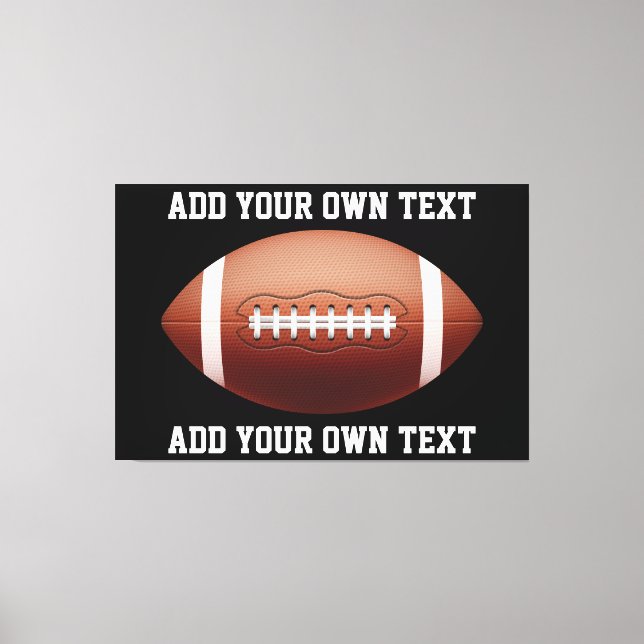 Add text on football throw pillow canvas print (Front)