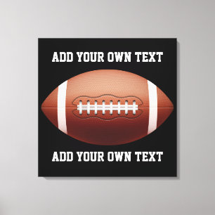 Add text on football throw pillow canvas print
