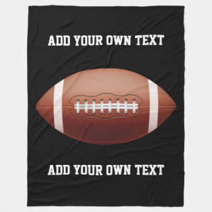 Add text on football throw pillow fleece blanket