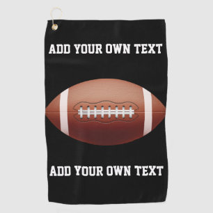 Add text on football throw pillow golf towel