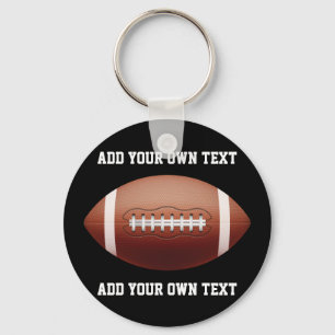 Add text on football throw pillow keychain