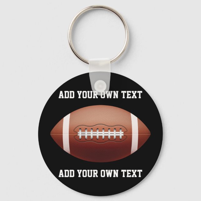Add text on football throw pillow keychain (Front)