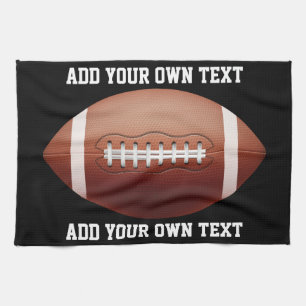 Add text on football throw pillow kitchen towel