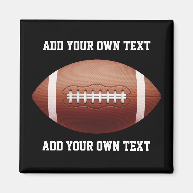 Add text on football throw pillow magnet (Front)