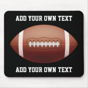 Add text on football throw pillow mouse pad