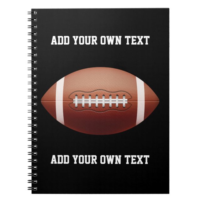 Add text on football throw pillow notebook (Front)