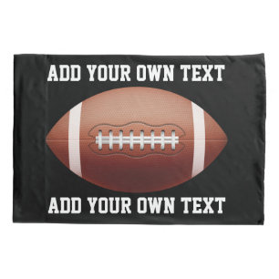 Add text on football throw pillow pillowcase
