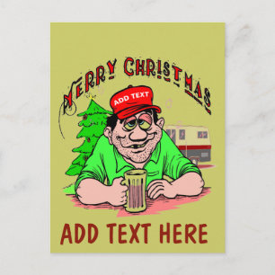 ADD TEXT Red Hat Christmas Holiday Postcard