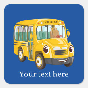Add text school bus Classic Round Sticker