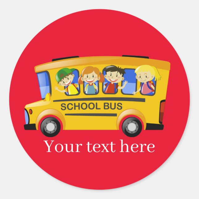 Add text school bus classic round sticker (Front)