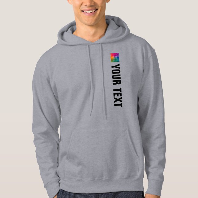 Add Text Upload Image Template Mens Modern Trendy Hoodie (Front)