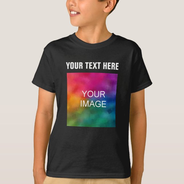 Add Text Upload Photo Template Boys Kids Modern T-Shirt (Front)