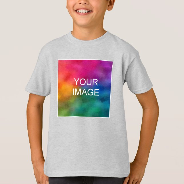 Add Text Upload Photo Youth Kids Boys Short Sleeve T-Shirt (Front)