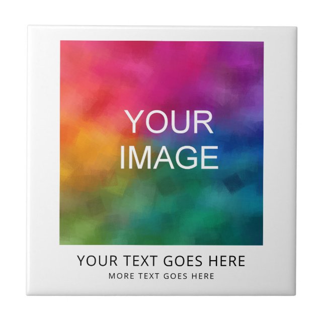 Add Text Upload Your Logo Photo Image Template Tile (Front)