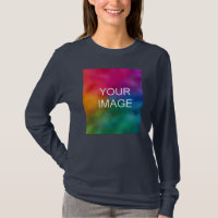 Add Text Upload Your Photo to Womens Navy Blue