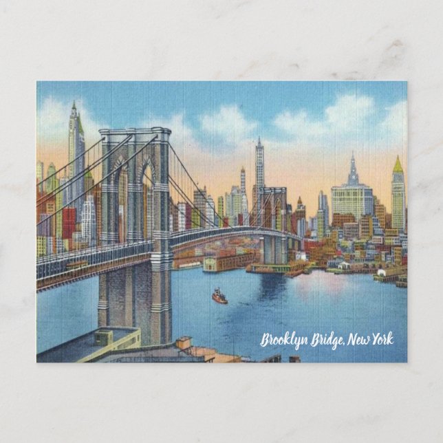 Add Text. Vintage Brooklyn Bridge. Postcard (Front)