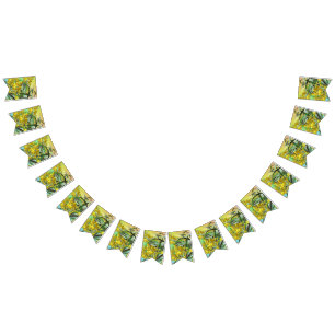 Add Text Wattle & Gum Leaves Aussie Bunting Flags