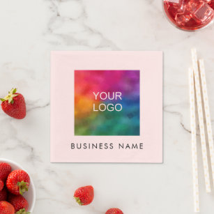 Add Upload Company Logo Text Here Template Pink Napkin