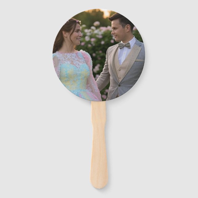 Add Wedding Photo Customize Hand Fan (Front)