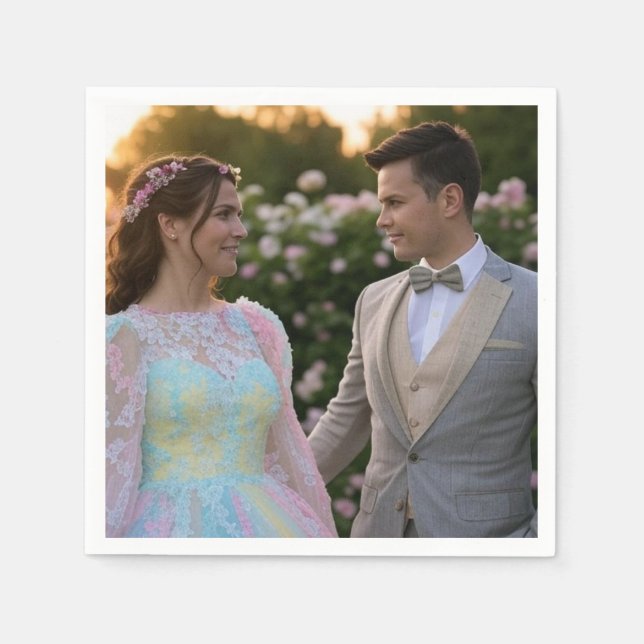 Add Wedding Photo Customize Napkin (Front)