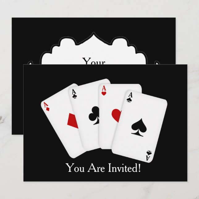 add words playing card party invitation (Front/Back)