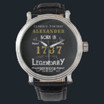 Add Year And Name Vintage Black Birthday Watch<br><div class="desc">Capture a special moment and commemorate your loved one's year of birth with this vintage black and gold birthday watch. This personalized accessory makes for an unforgettable gift that your recipient can cherish for years to come. The sleek and stylish design features an adjustable watchband and the option to add...</div>